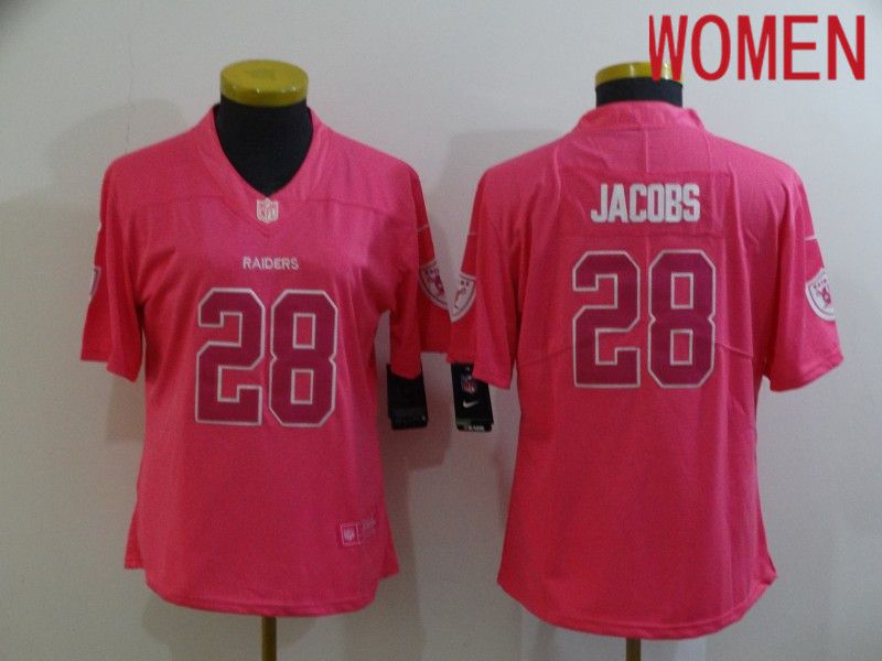 Women Oakland Raiders #28 Jacobs Pink Nike Vapor Untouchable Limited 2020 NFL Nike Jerseys->san francisco 49ers->NFL Jersey
